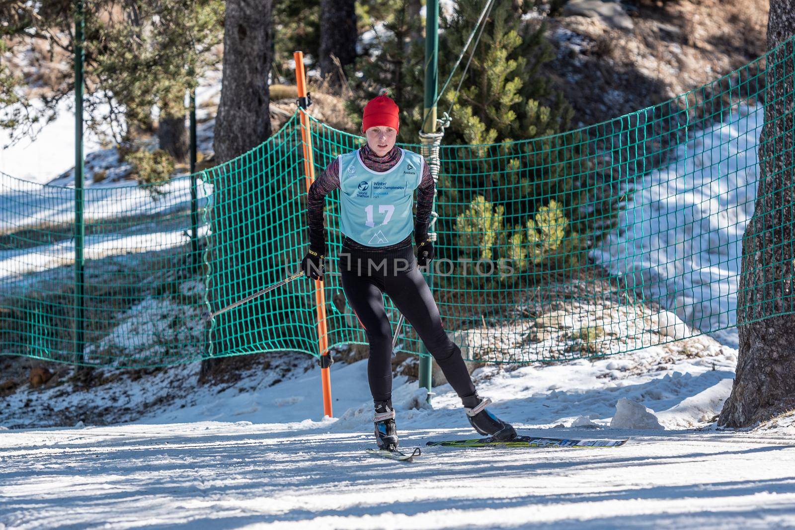 Naturlandia, Andorra : 2021 March 20 : NadezhdaBelkina RUS in the 2021 World Triathlon Winter Championships Andorra