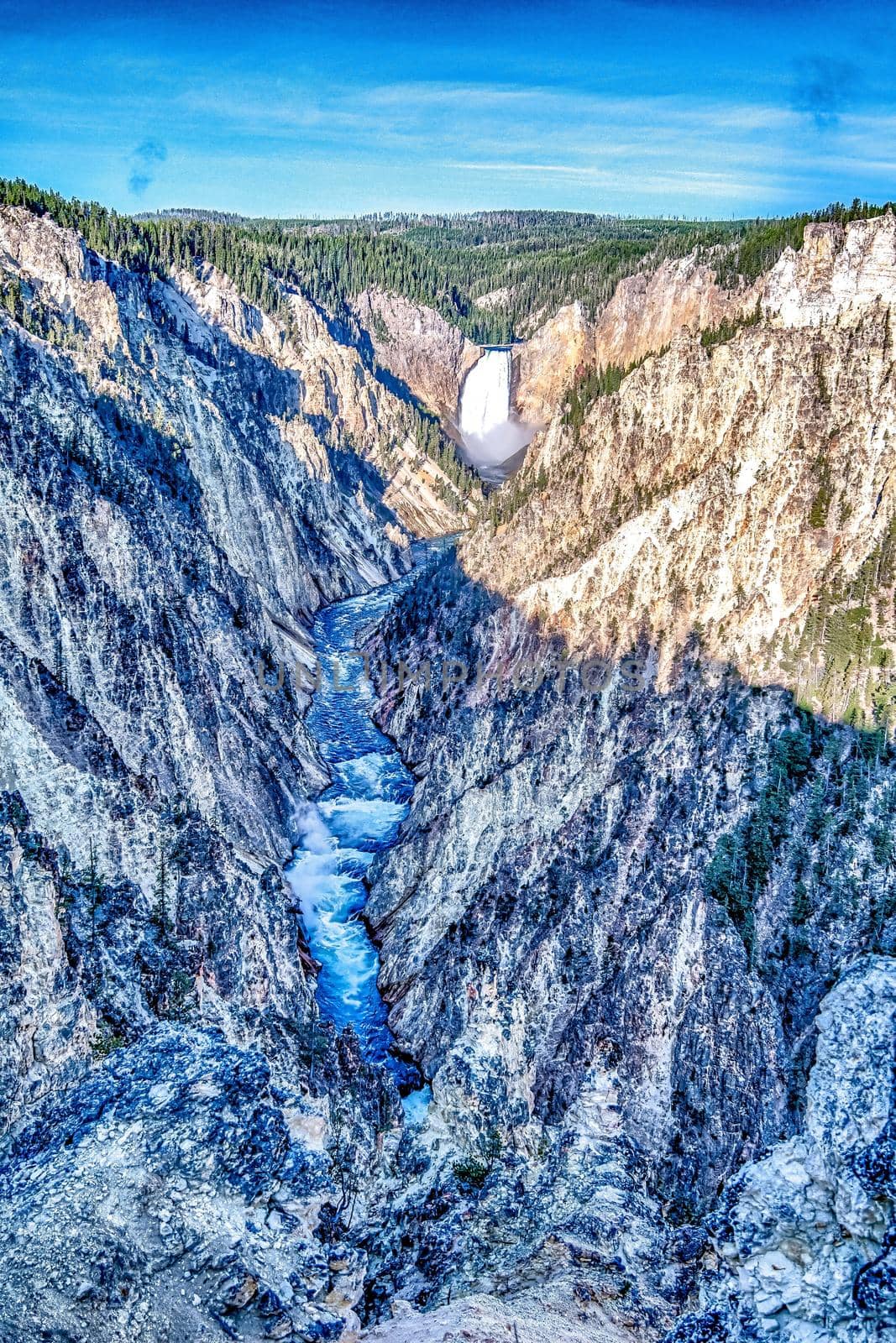 artist point waterfall nature in yellowstone wyoming