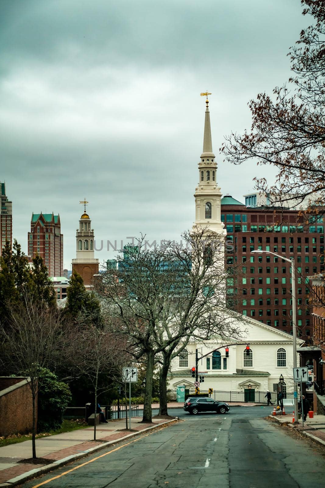 white church in downtown providence rhode island by digidreamgrafix