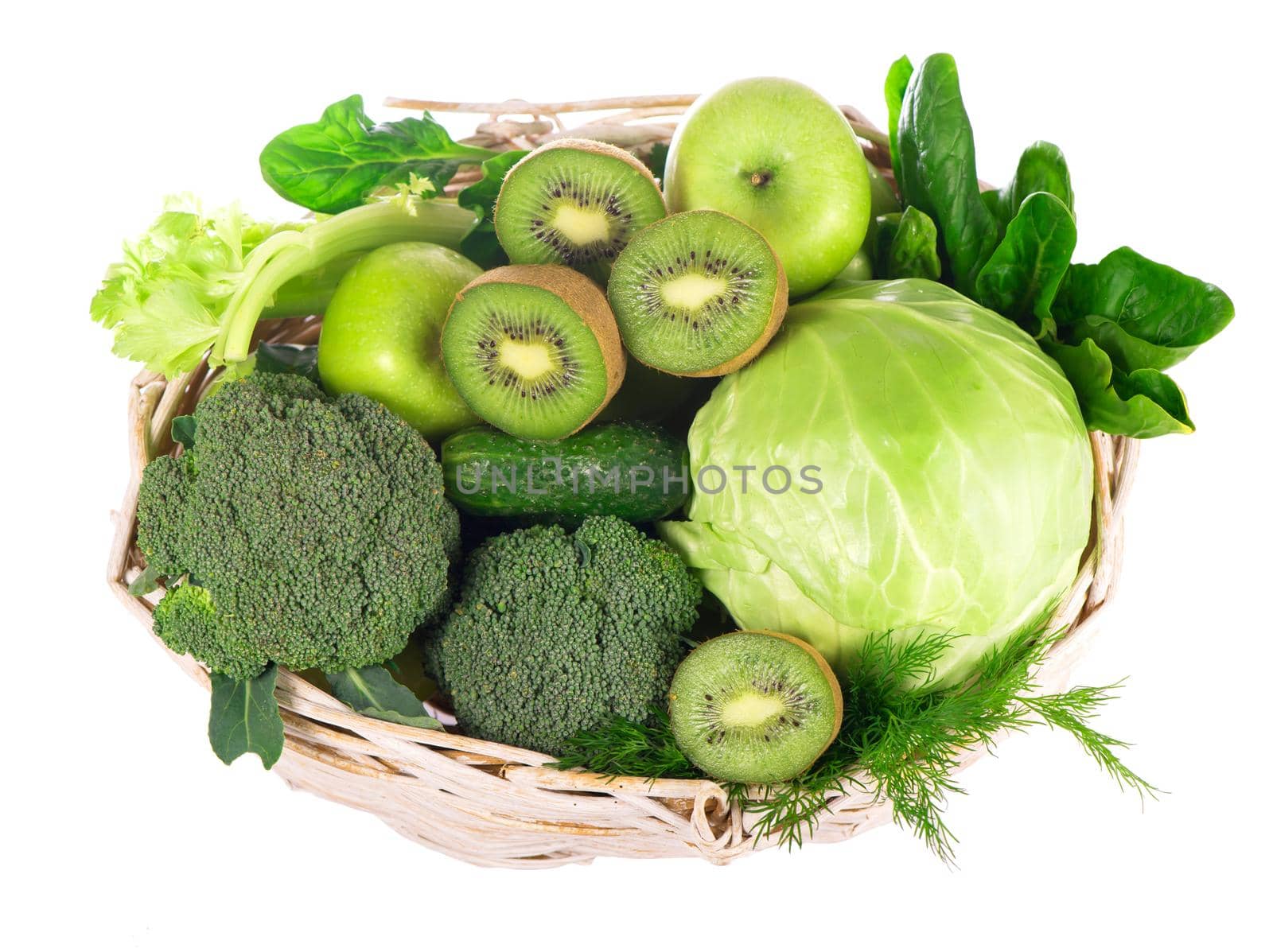 fresh vegetables with leaves isolated on white background