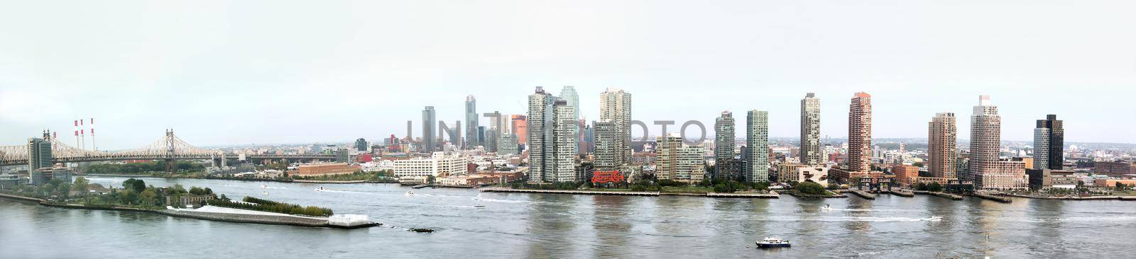 Panoramic views of East River from United Nations Building by palinchak