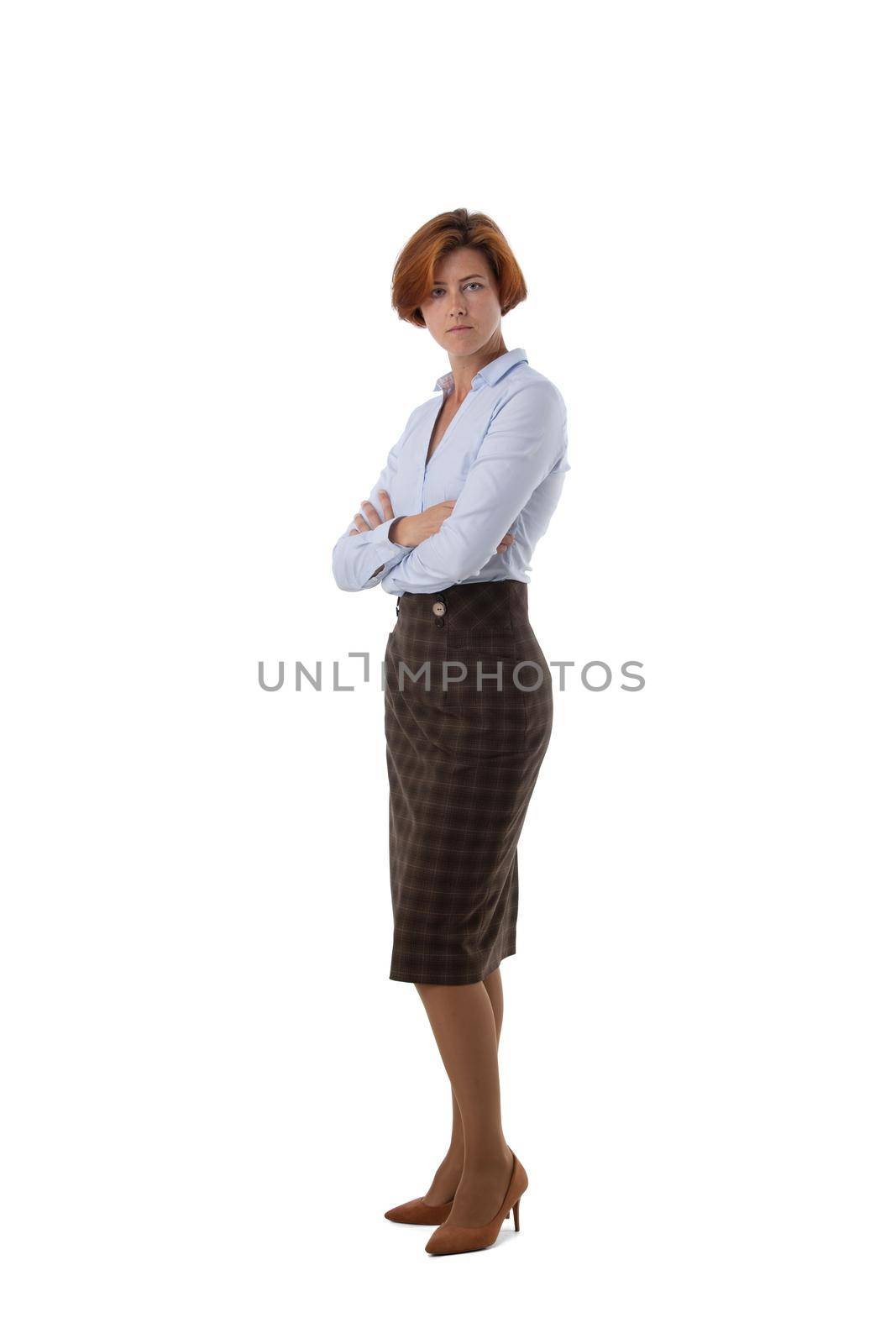 Business woman portrait on white by ALotOfPeople