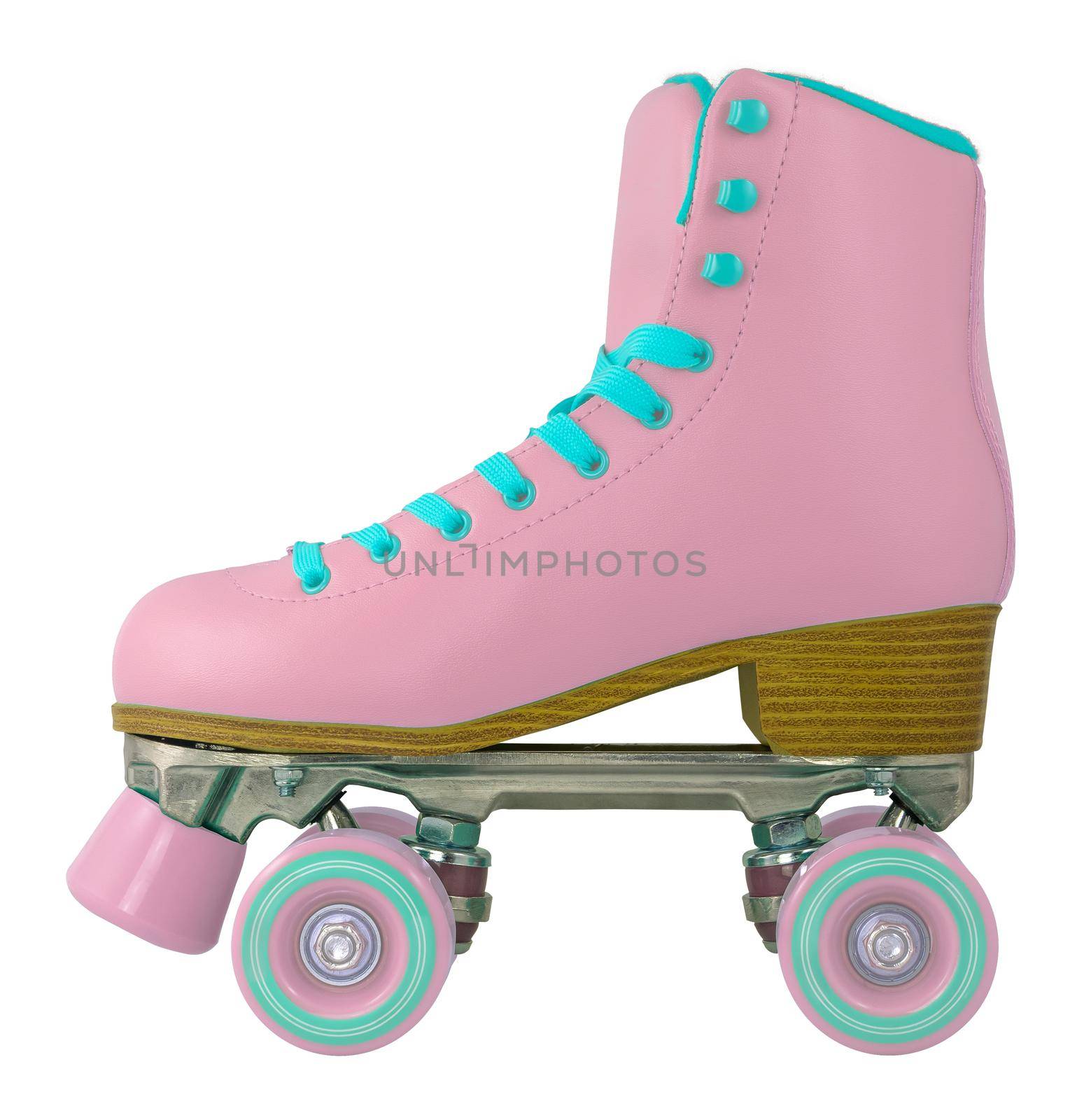 Bright Pink Retro Roller Skate Isolated On A White Background