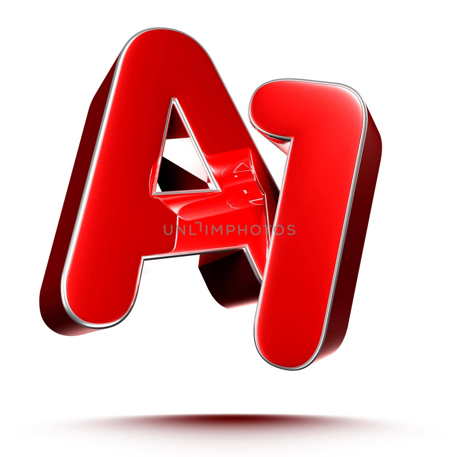 A1 red 3D illustration on white background with clipping path.