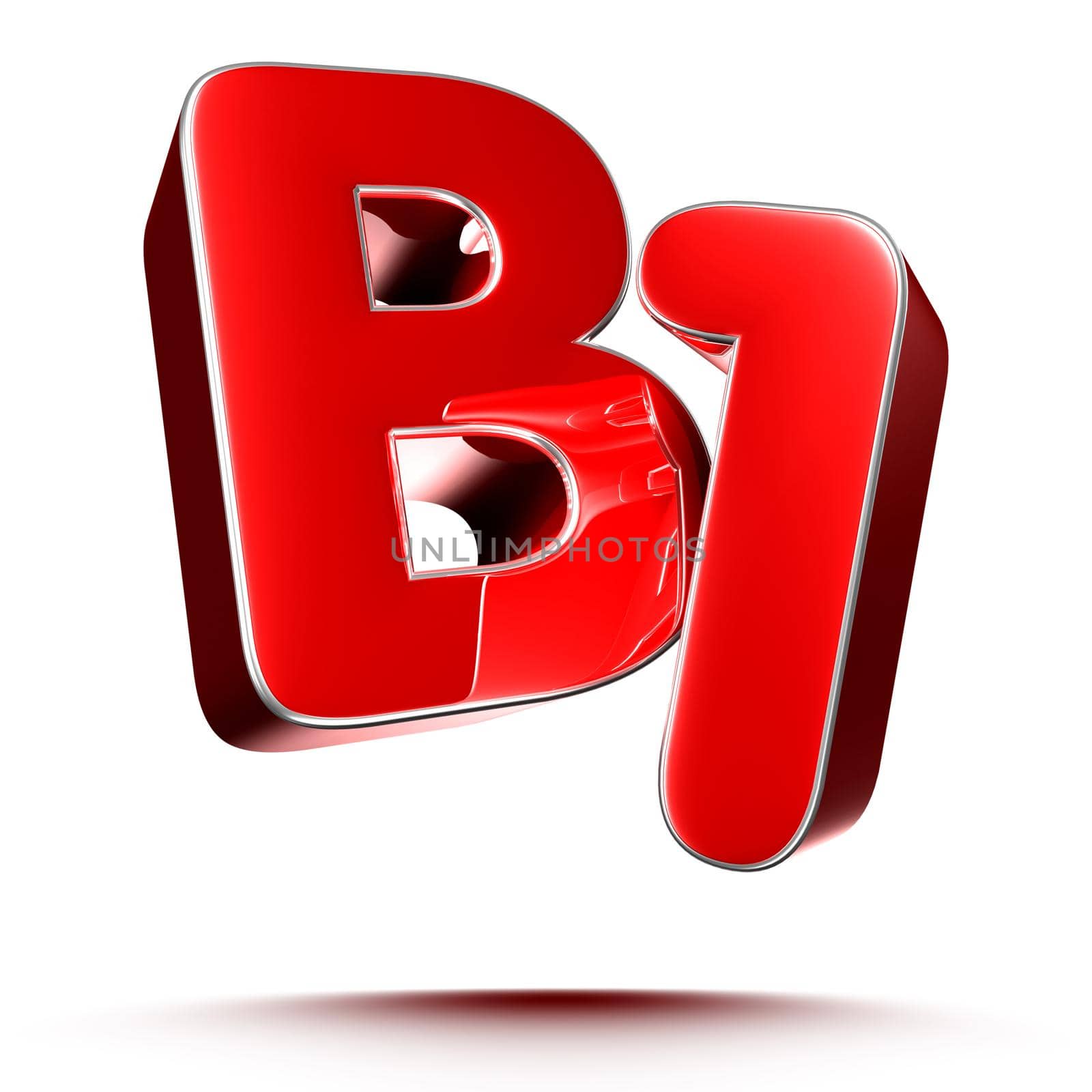 B1 red 3D illustration on white background with clipping path. by thitimontoyai