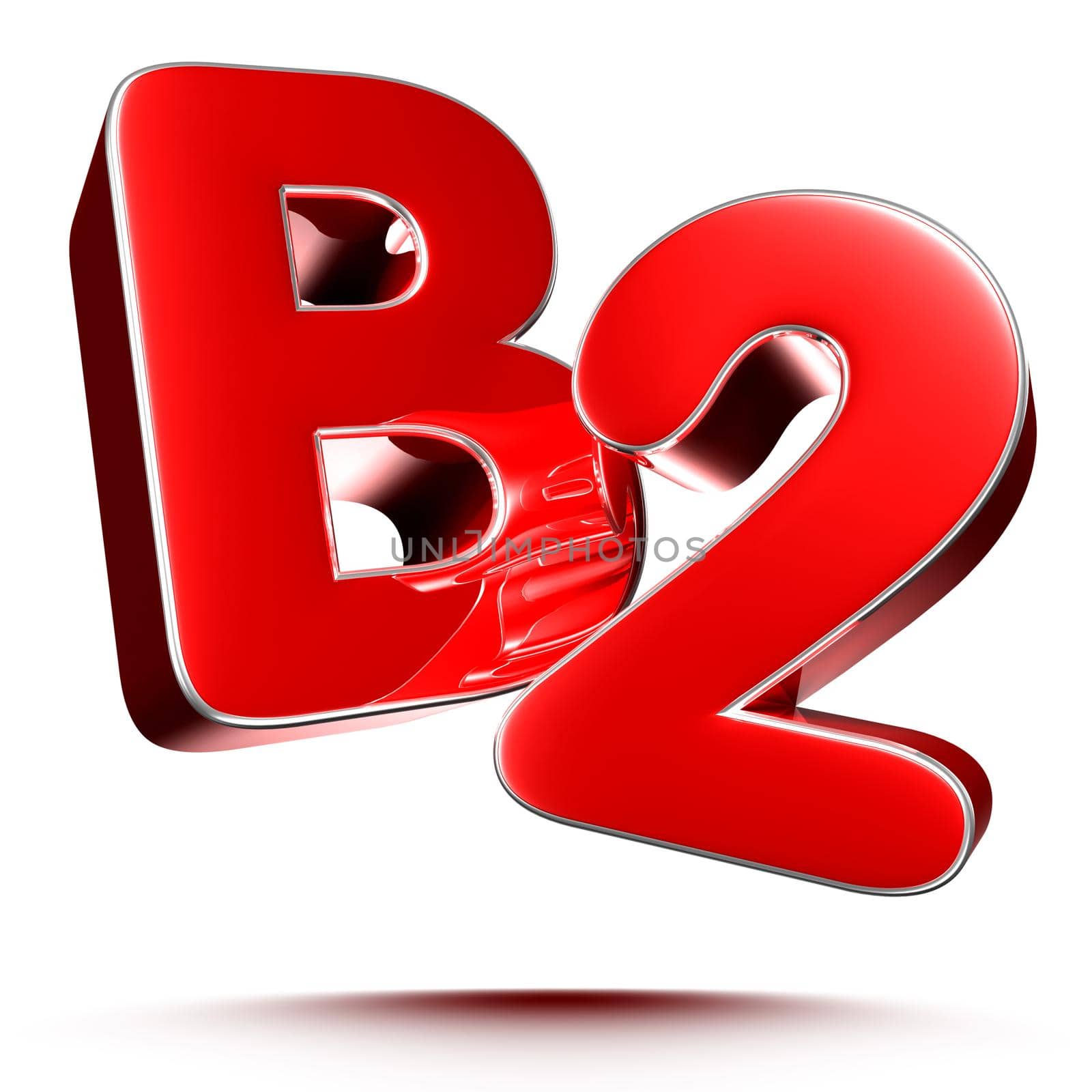 B2 red 3D illustration on white background with clipping path. by thitimontoyai