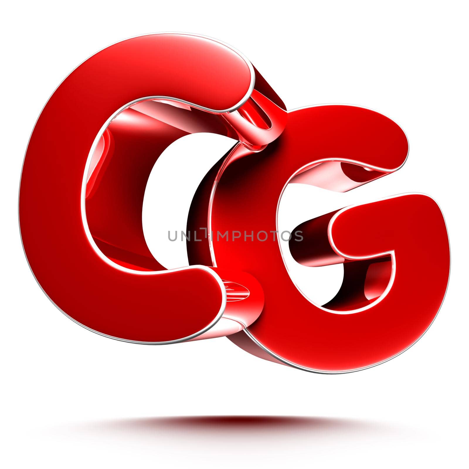 CG red 3D illustration on white background with clipping path.