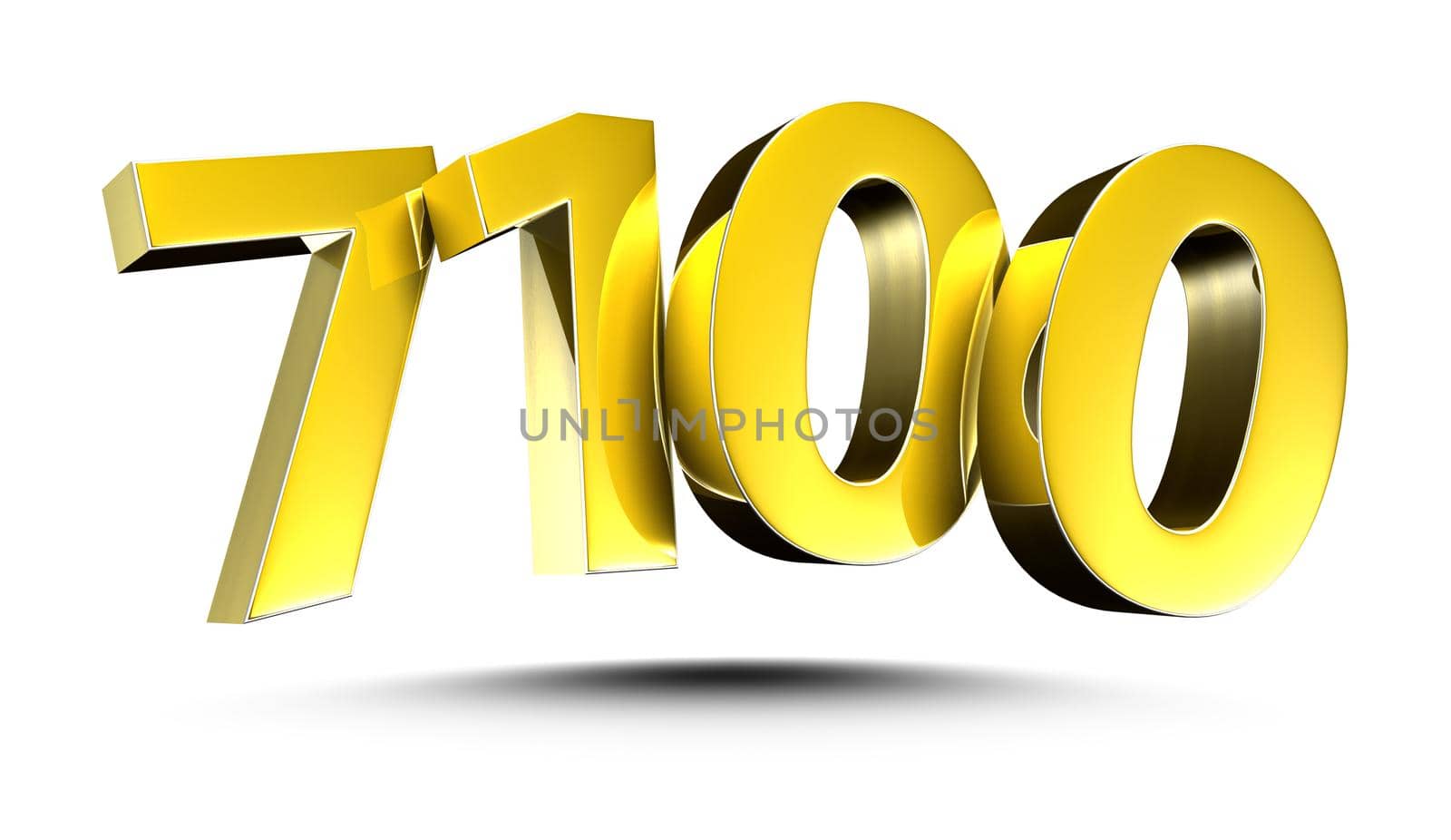 Number 7100 3D illustration on white background with clipping path. by thitimontoyai