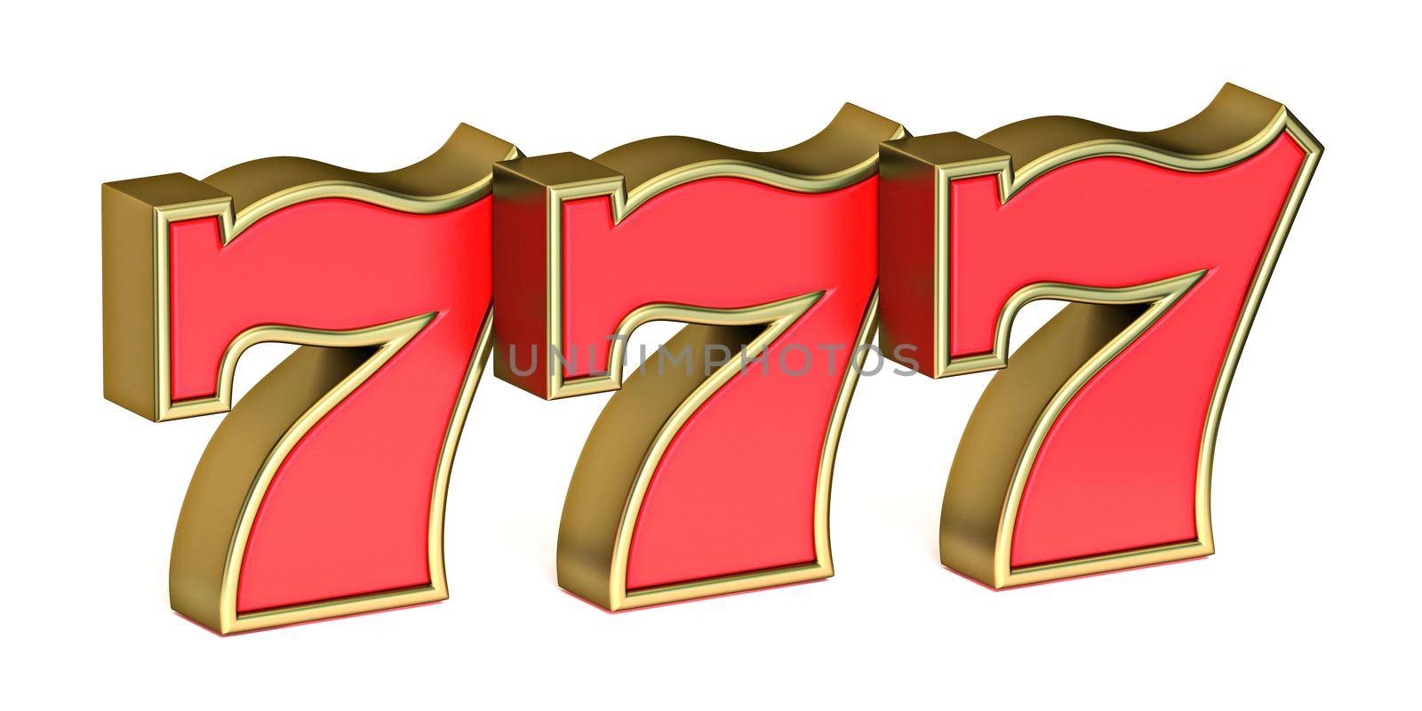 Red 777 sign 3D render illustration isolated on white background