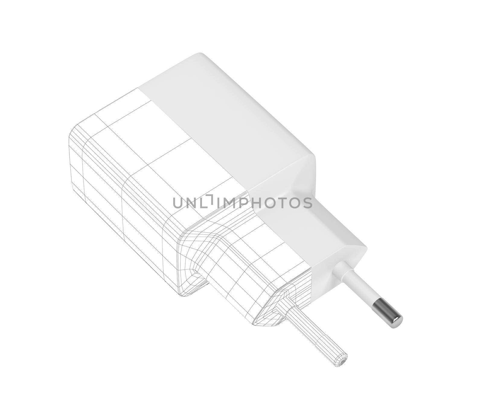 3D wire-frame model of smartphone charger by magraphics