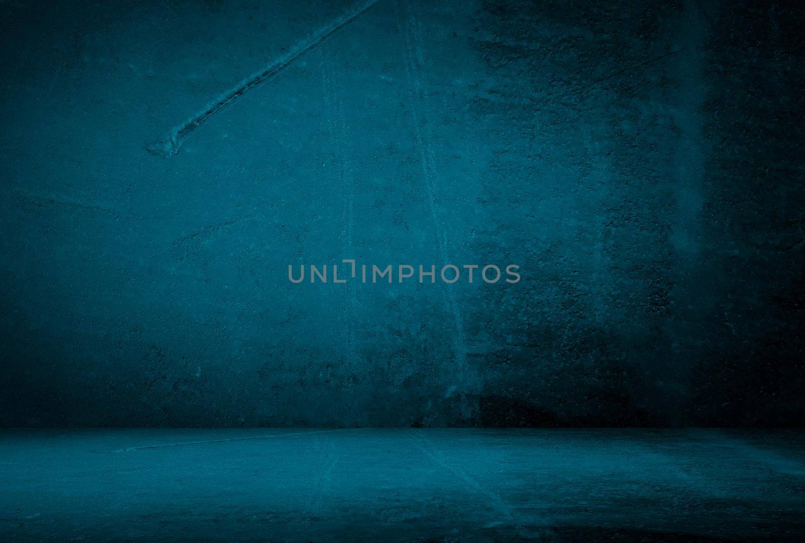 Vintage grunge blue concrete texture studio wall background with vignette. by Benzoix