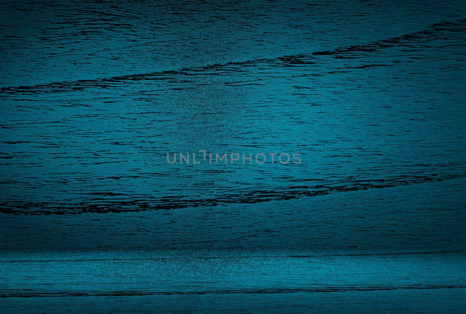 Vintage grunge blue concrete texture studio wall background with vignette