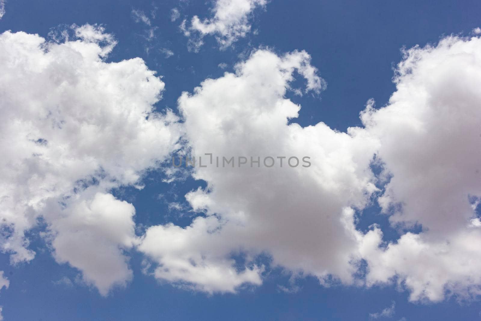 Blue sky full of fluffy clouds in southern Andalusia, Spain