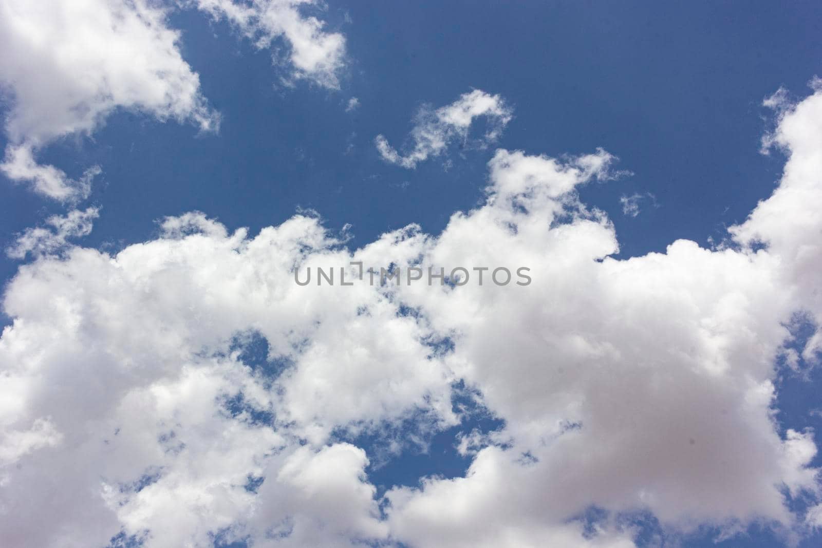 Blue sky full of fluffy clouds in southern Andalusia, Spain