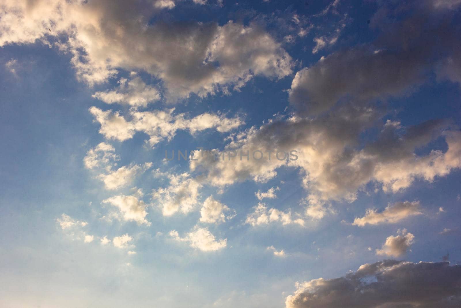 Blue sky full of fluffy clouds in southern Andalusia, Spain