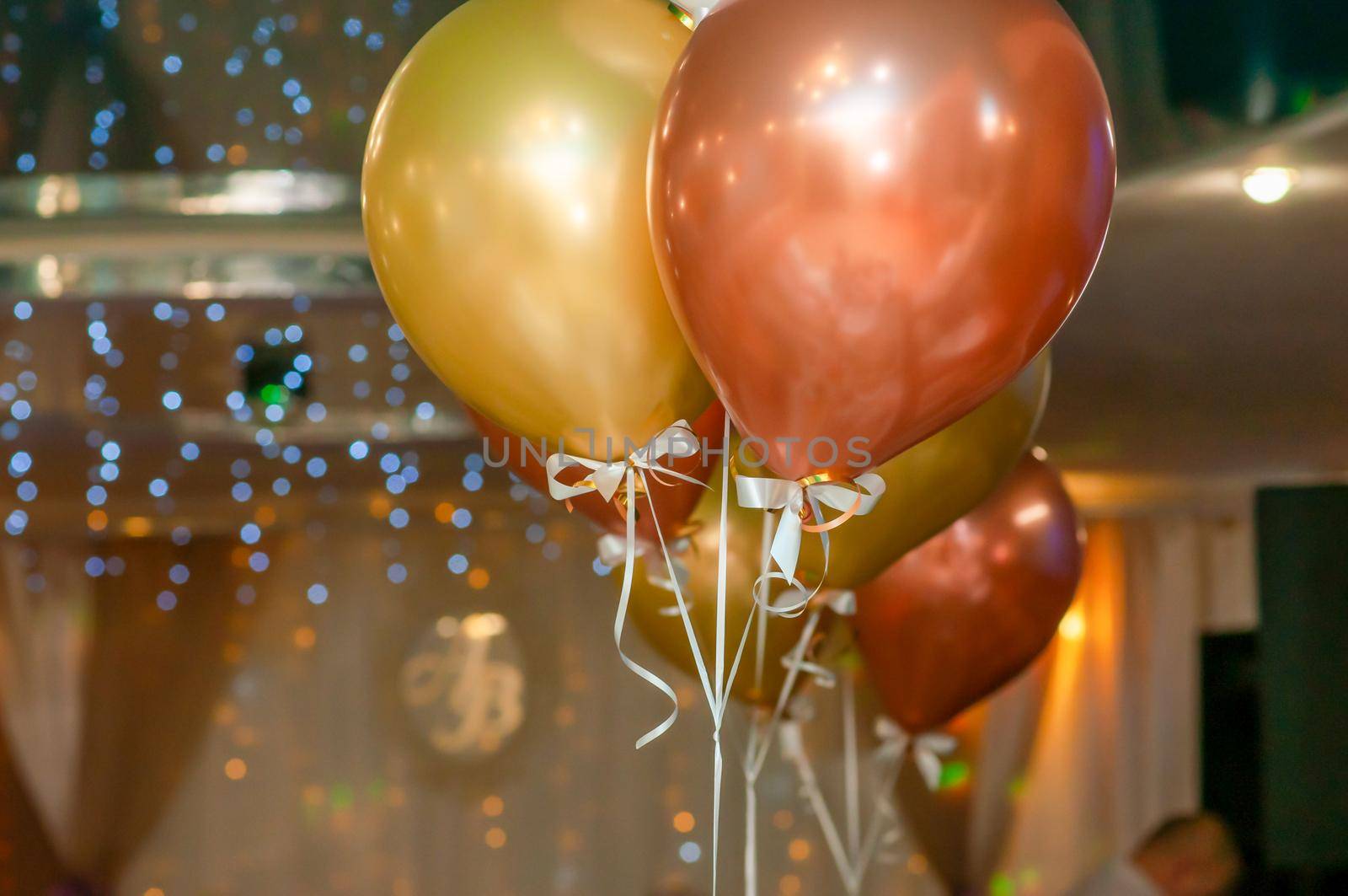 large balloons. close-up. balloons filled with helium hang in the air. High quality photo