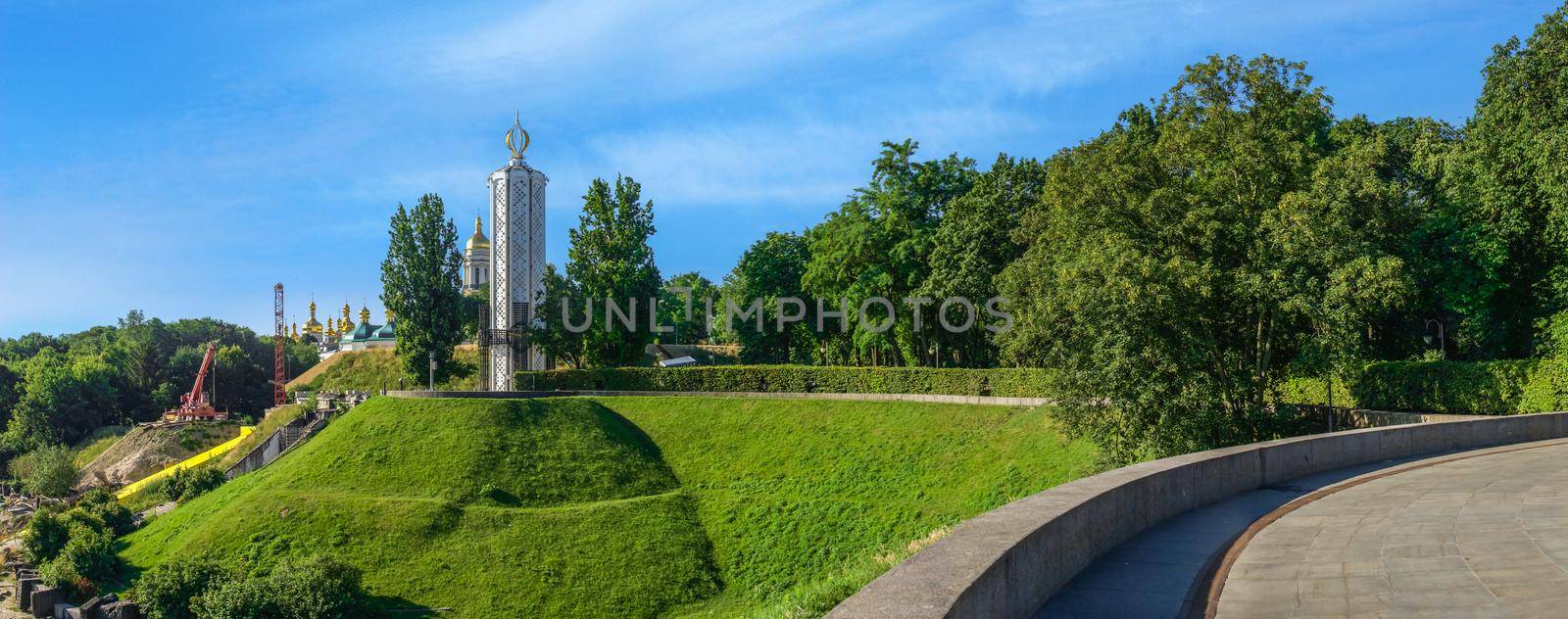 Kyiv, Ukraine 07.11.2020.  Holodomor Victims Memorial in the Park of Eternal Glory in Kyiv, Ukraine, on a sunny summer morning