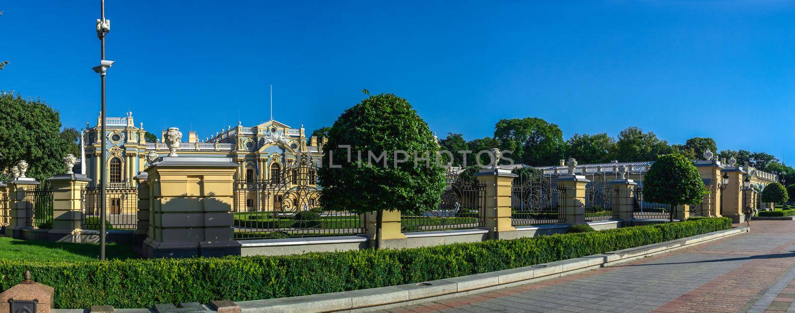 Kyiv, Ukraine 07.11.2020. Mariinsky palace near the Supreme Council of Ukraine in Kyiv, Ukraine, on a sunny summer morning