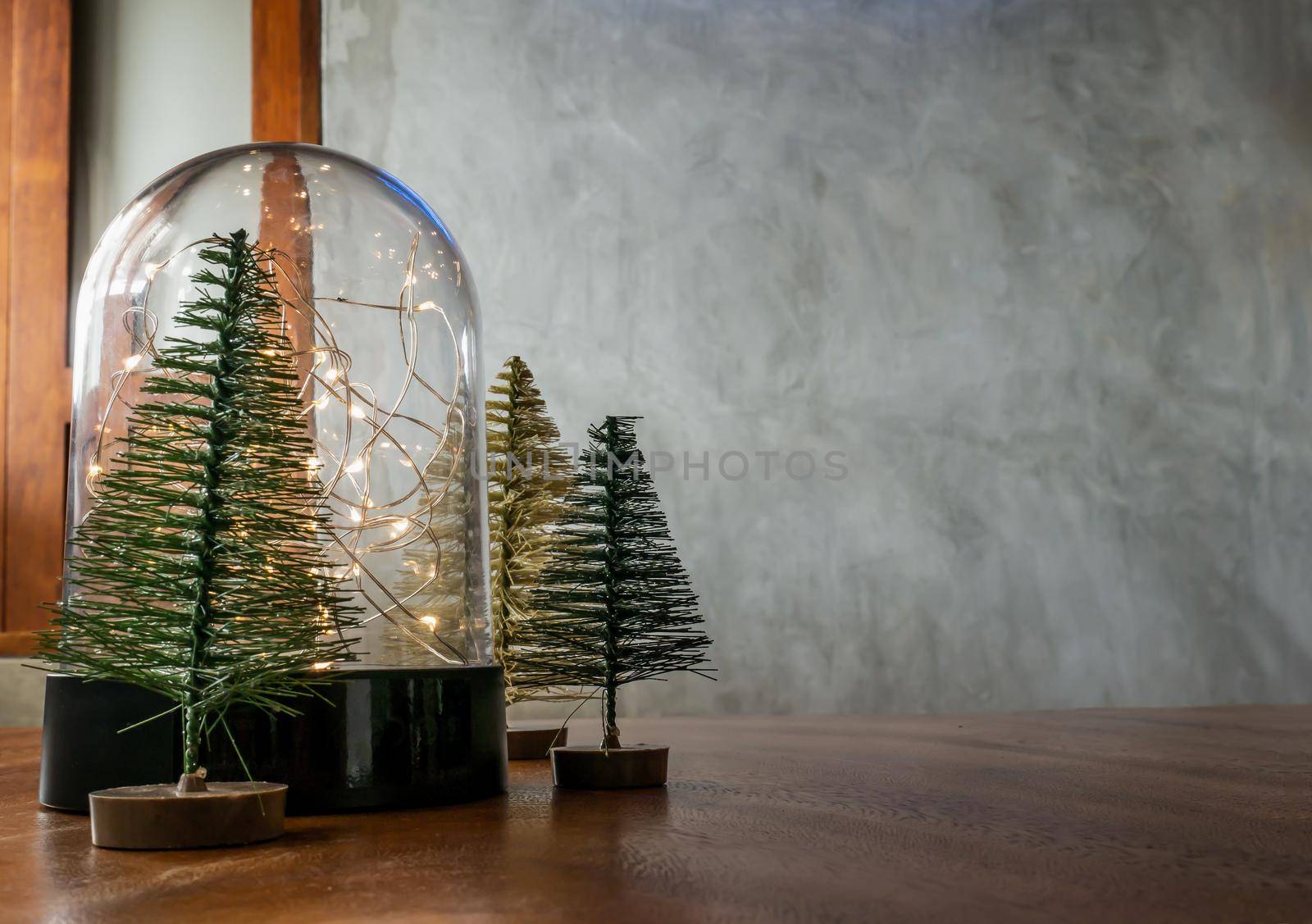 Christmas and New Year background. Christmas decoration on old cement wall background, Copy space. Selective focus.