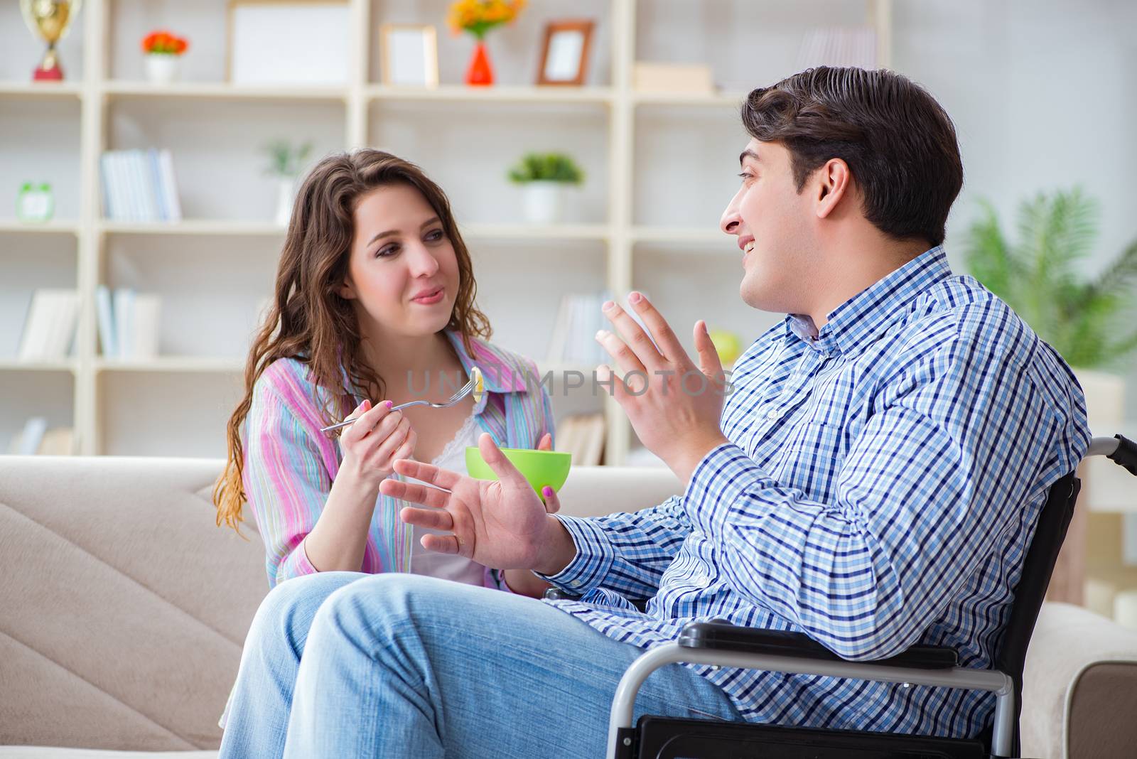 Young family taking care of each other