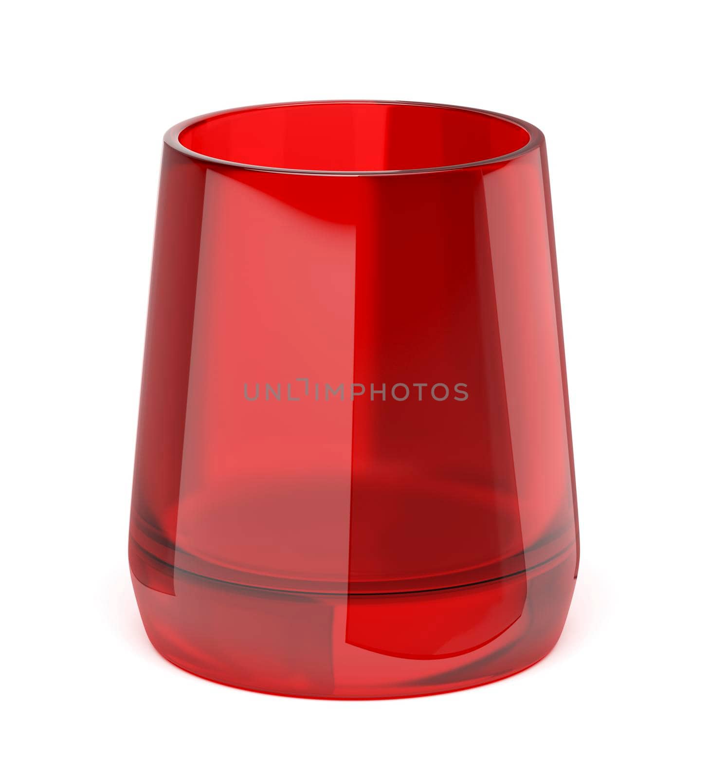 Empty red glass for water, liqueur, vodka or other alcoholic drink isolated on white background
