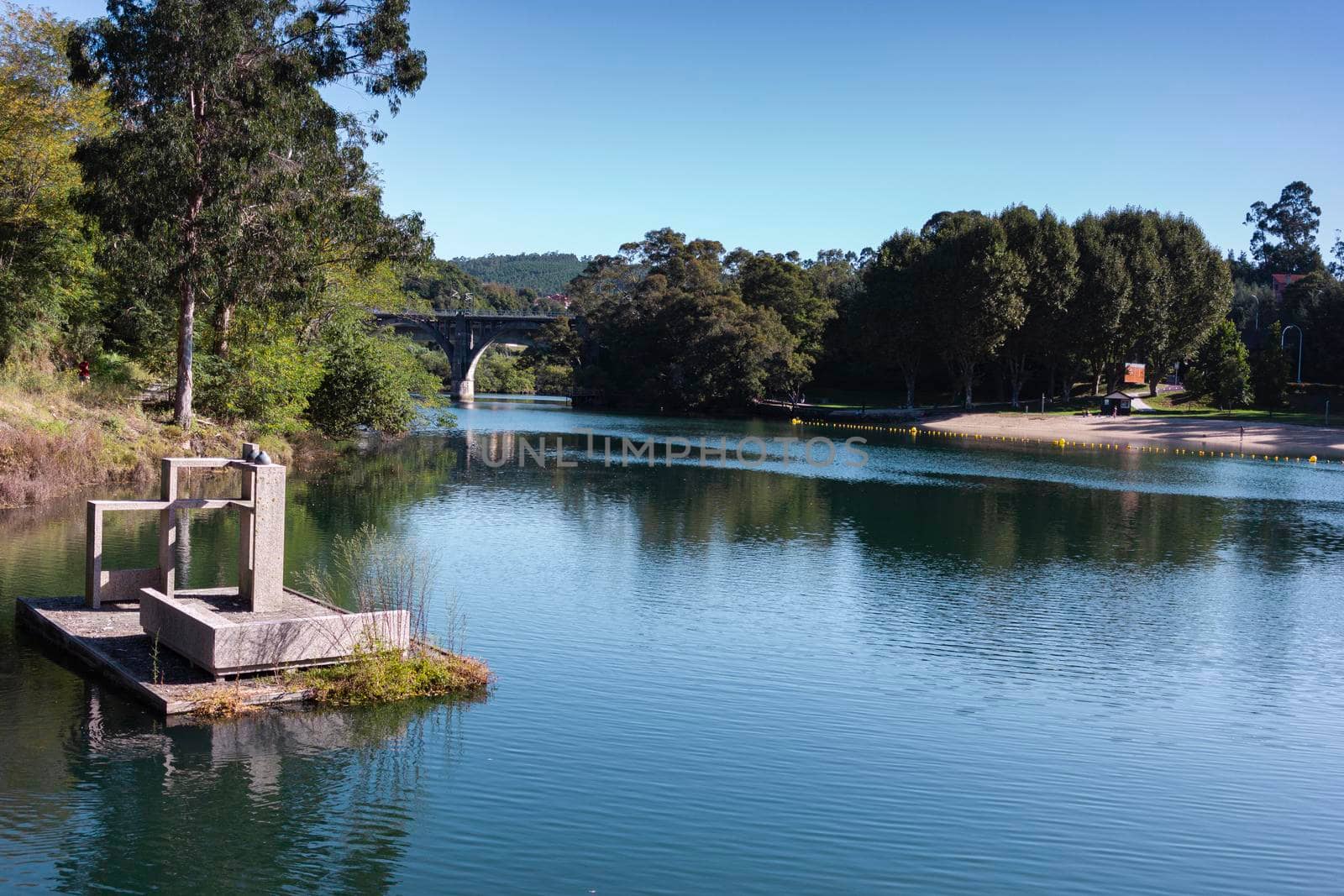 river in the city of pontevedra in galicia, spain