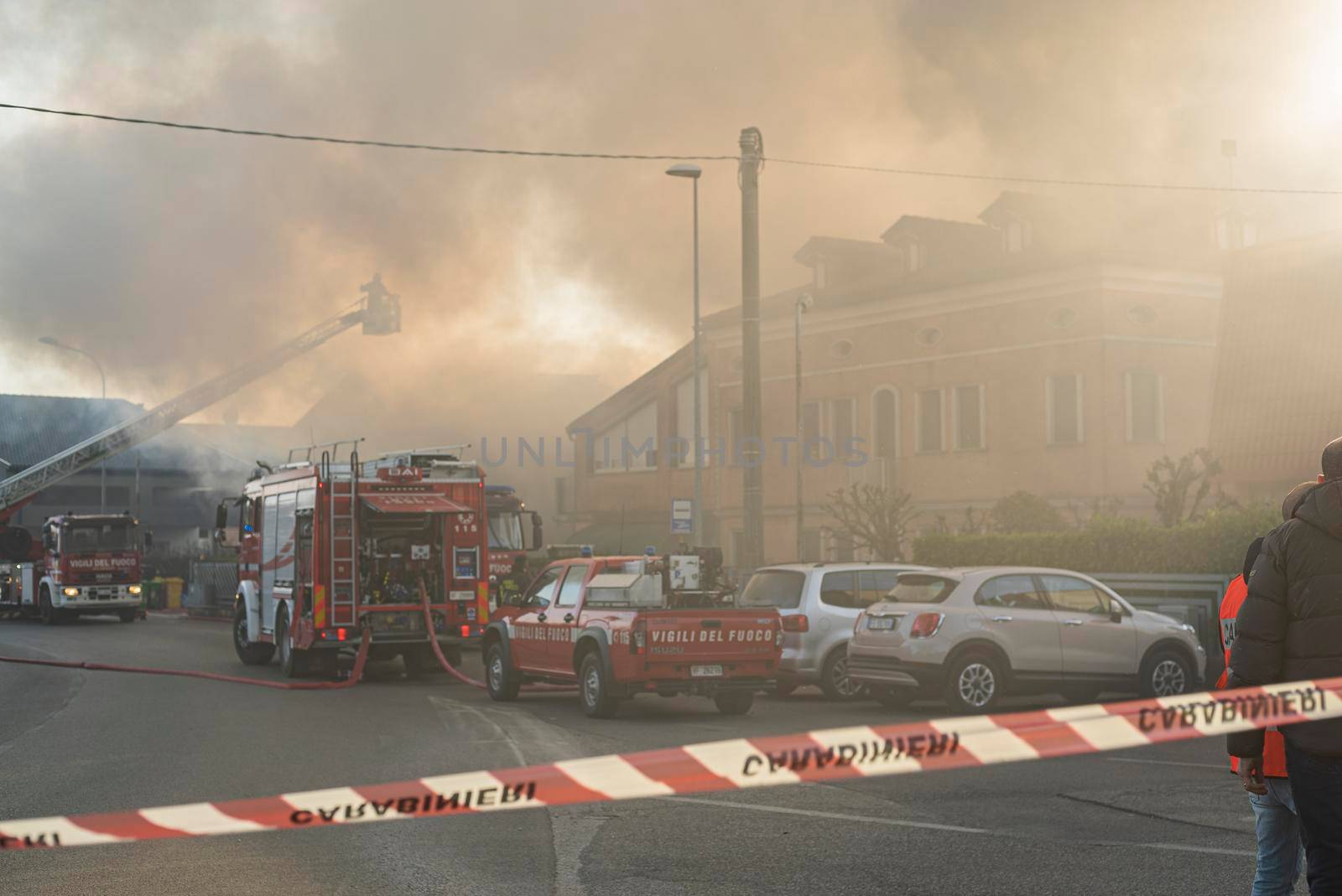 Road closed with firefighters by pippocarlot
