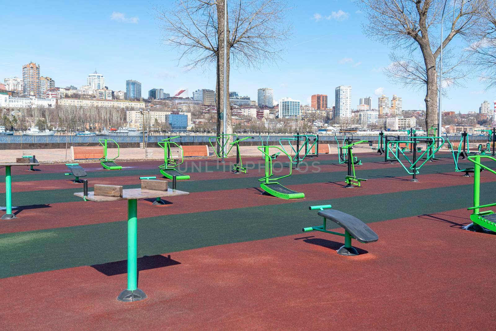 outdoor exercise area in the fresh air. High quality photo