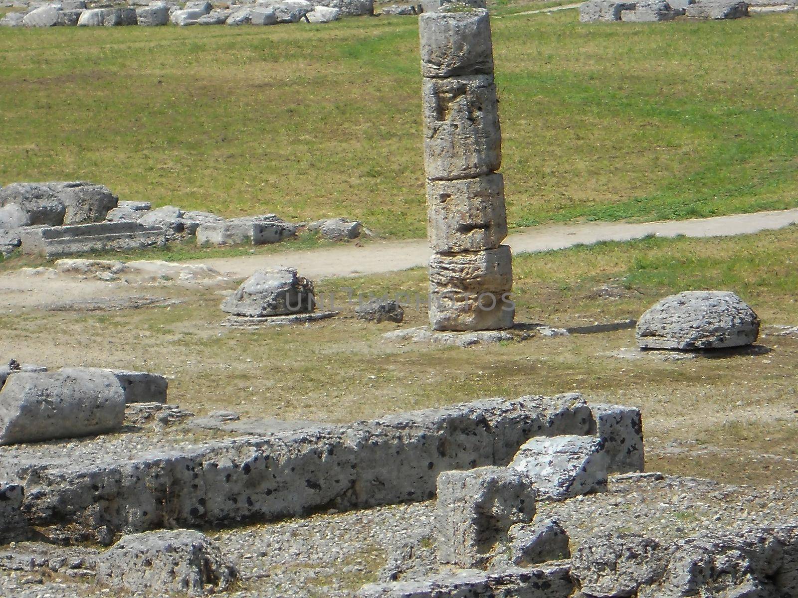 archaeological excavations of paestum naples on a sunny day
