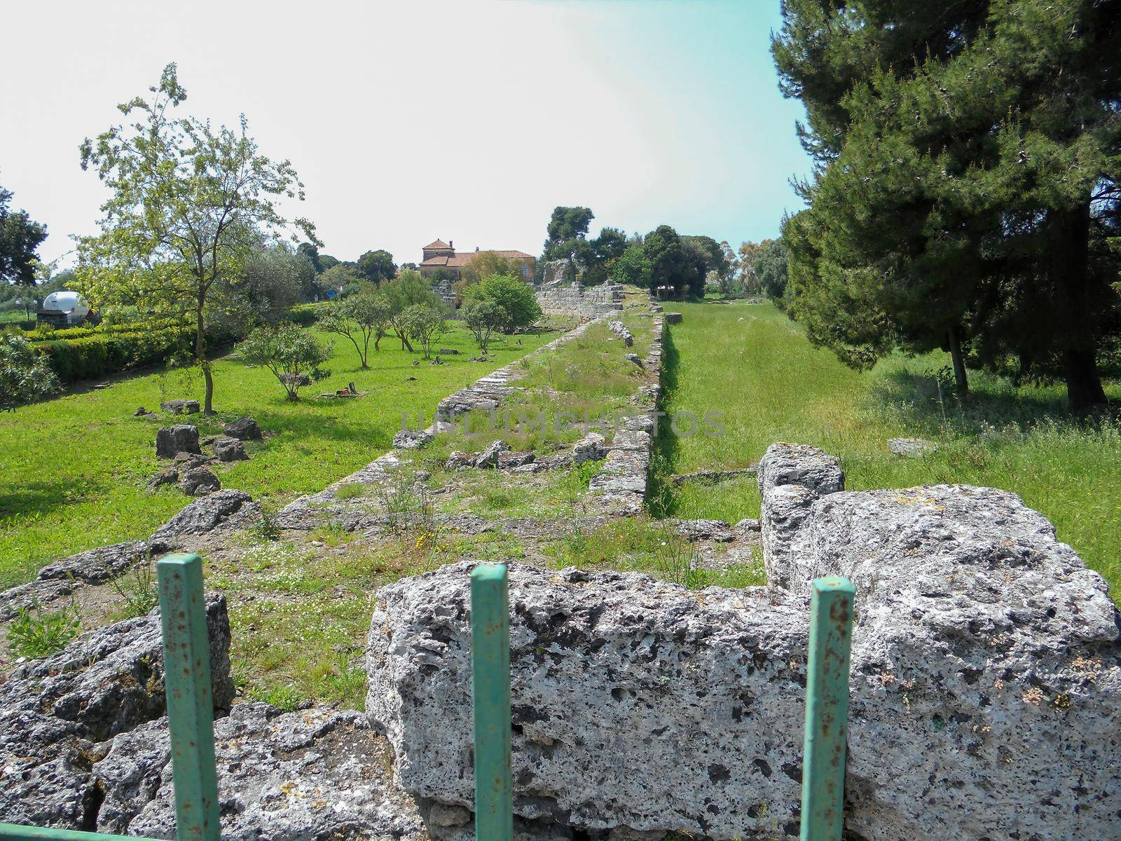 archaeological excavations of paestum naples on a sunny day
