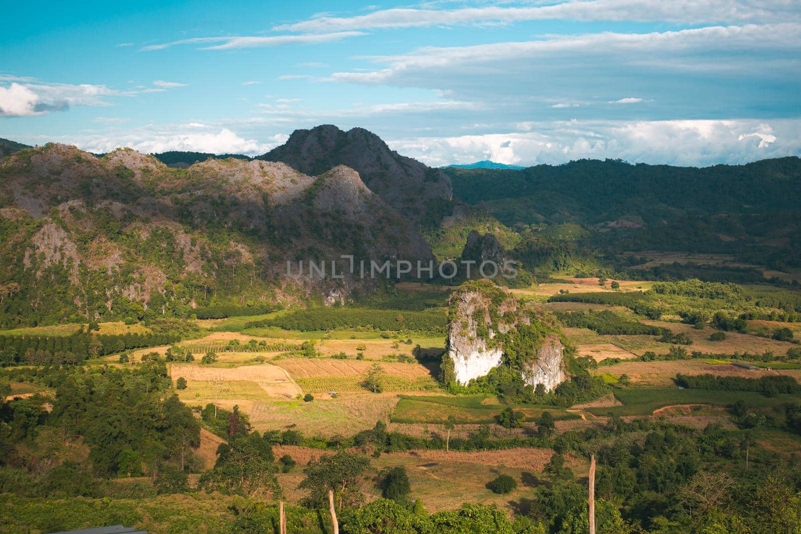 Landscape. Beautiful sunrise at Phu Lang Ka, Phayao in Thailand