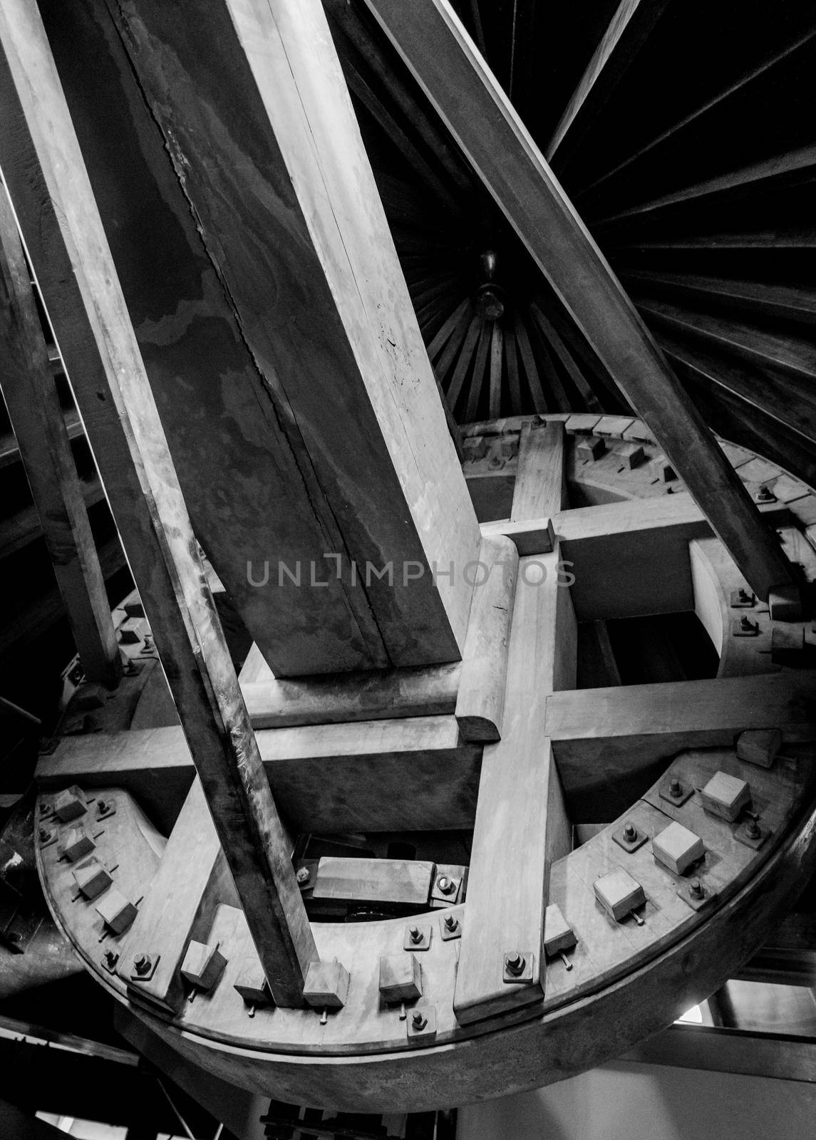 Detail of the wood gears of the mechanism of an old windmill