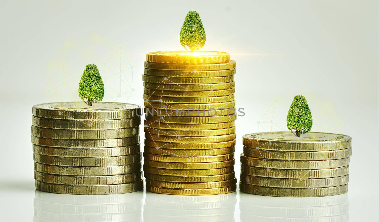 Abstract stacked coins Concept of economic growth Investment reports and financial valuation. by noppha80