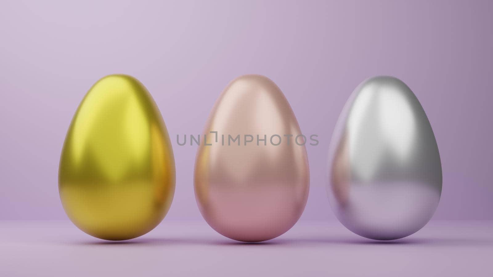 Luxury golden easter eggs isolated on pink background for easter festival 3d rendering.