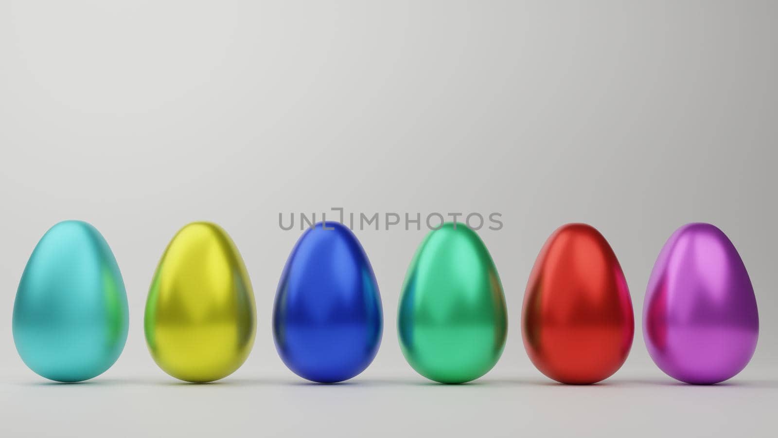 Abstract elegant colorful Easter eggs isolated on white during the festive season of Easter 3d rendering.