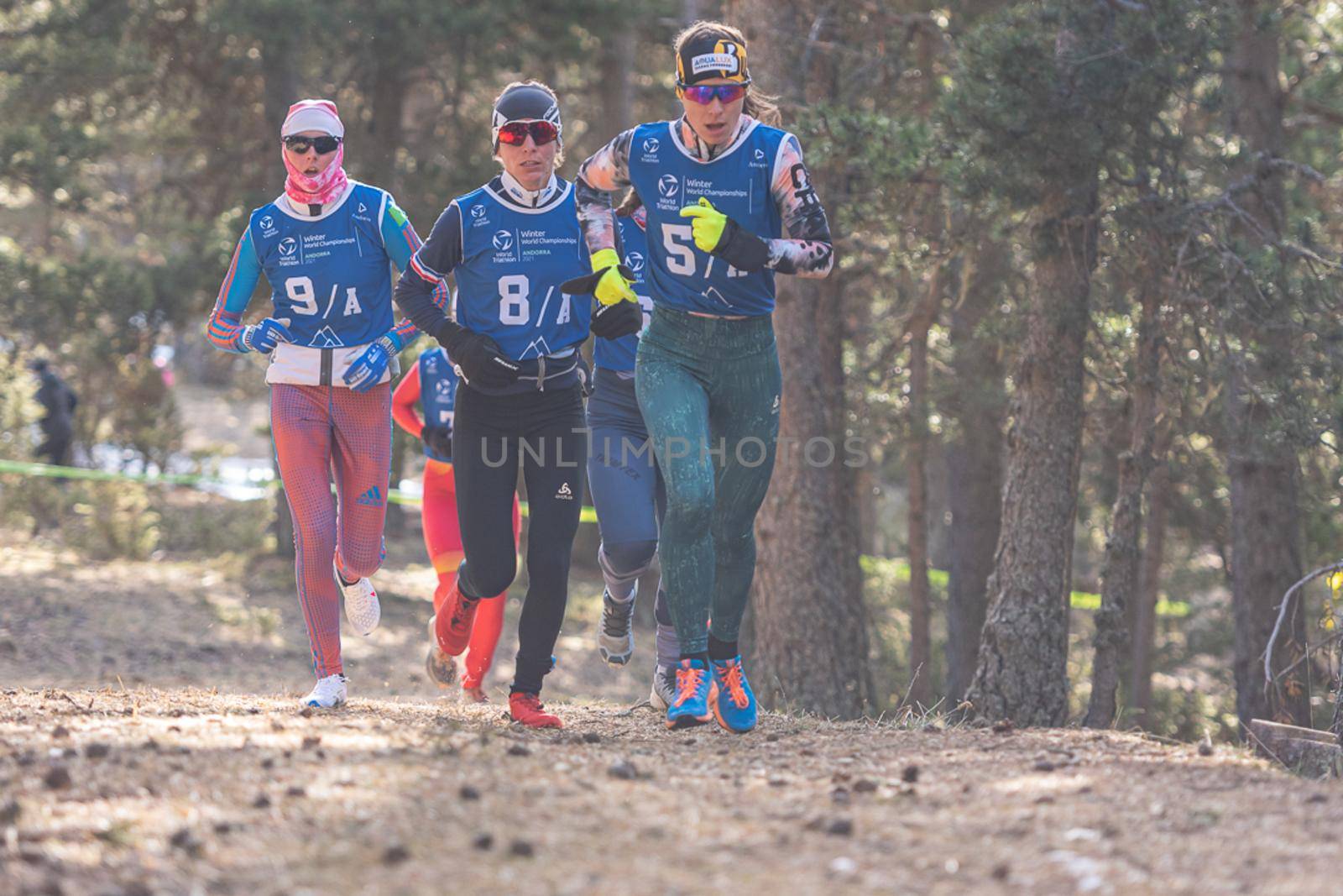Naturlandia, Andorra : 2021 March 21 : Athletes at the start in the 2021 World Triathlon Winter Championships Andorra