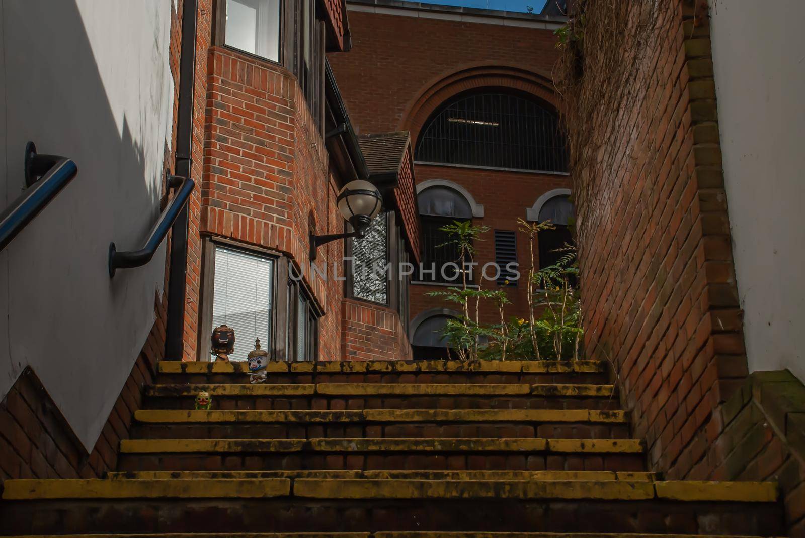 London, England - Jan 13, 2019 : Ravana, Giantess and Hanuman Happy traveller visiting in England. Traveller doll.