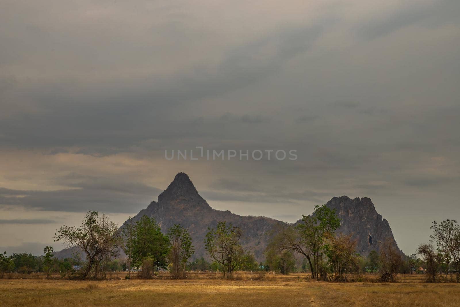 Beautiful view of Mountain at Khao i bid or Khao e go at Khao Yoi District, Phetchaburi province, Thailand.