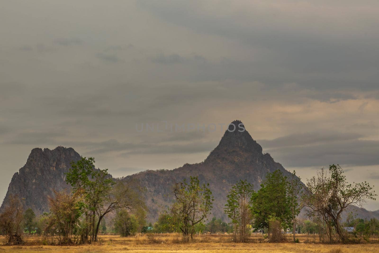 Beautiful view of Mountain at Khao i bid or Khao e go at Khao Yoi District, Phetchaburi province, Thailand.