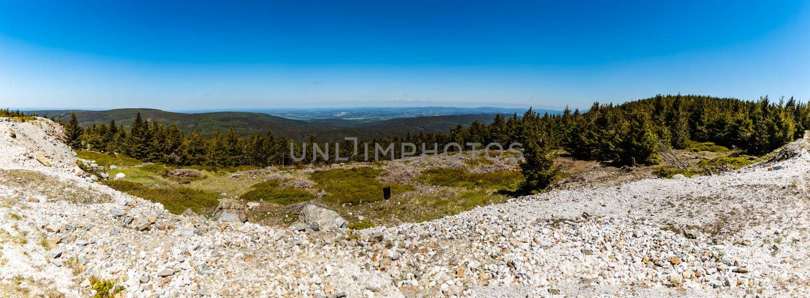 Panorama of Jizery mountains at sunny day seen from quartz mine Stanislaw