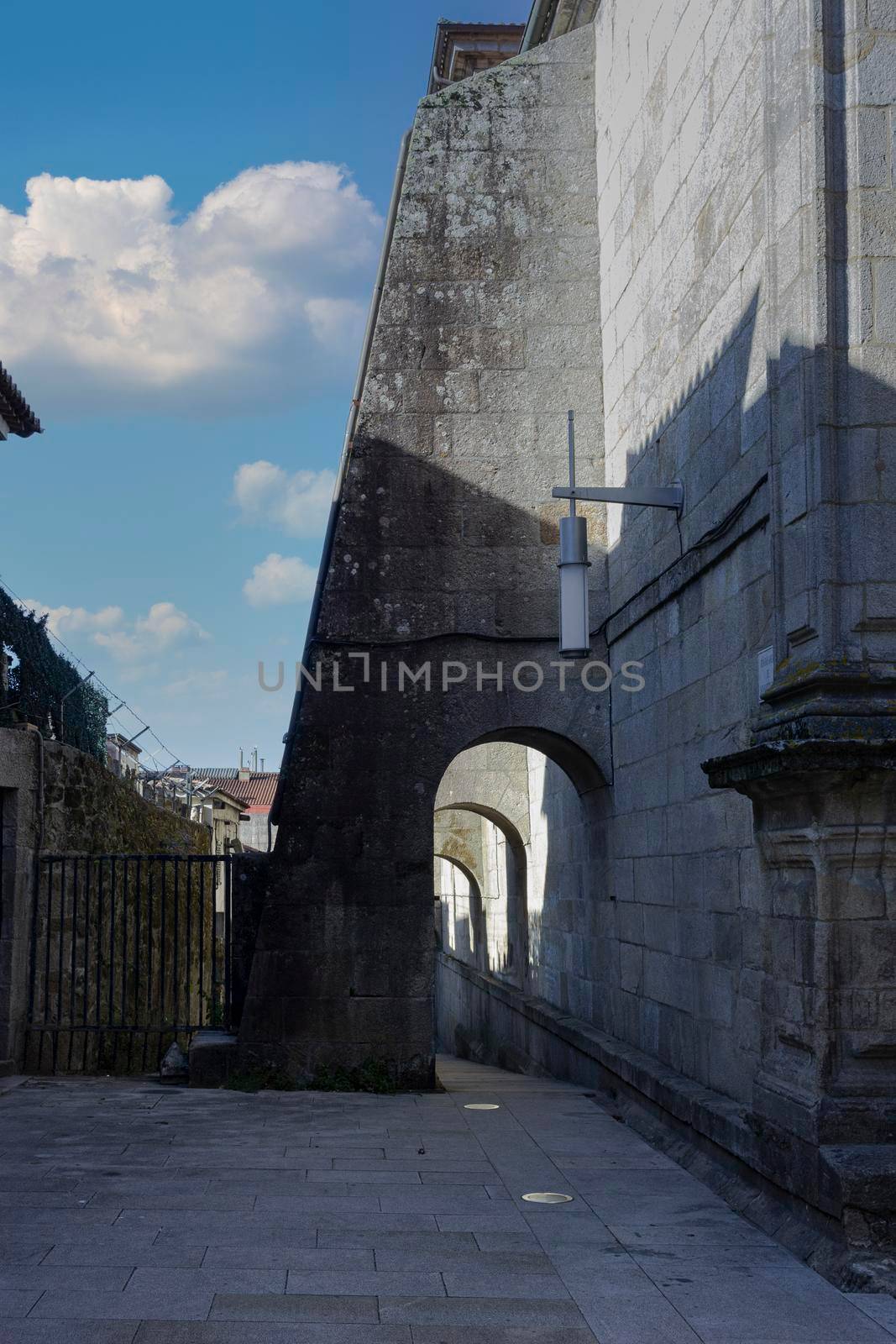 Stone arches of a fortification in Galicia in Spain