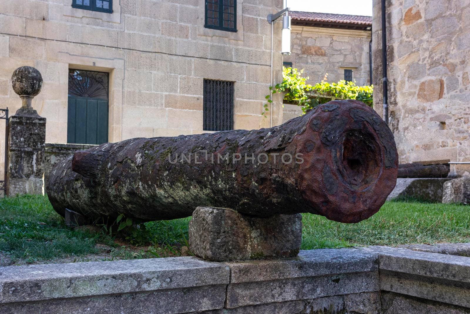 Old rusty fortification cannon in Galicia in Spain