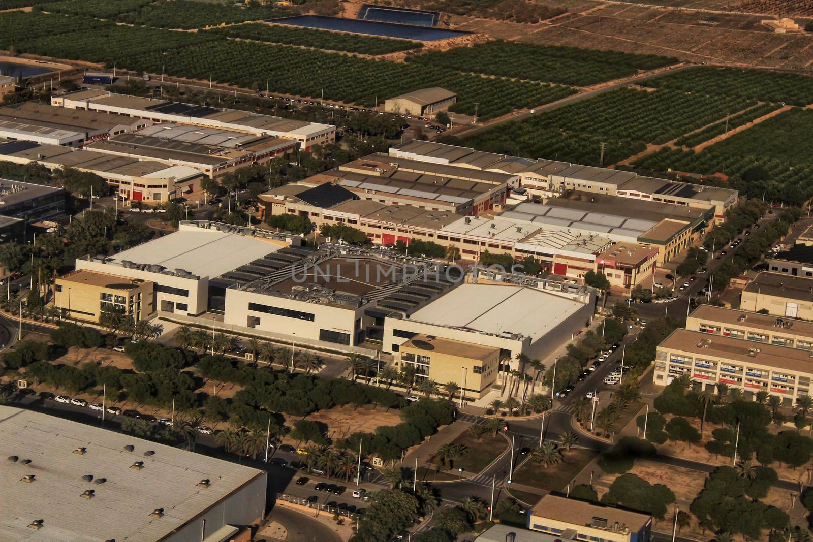 Aerial view of an industrial estate in Spain