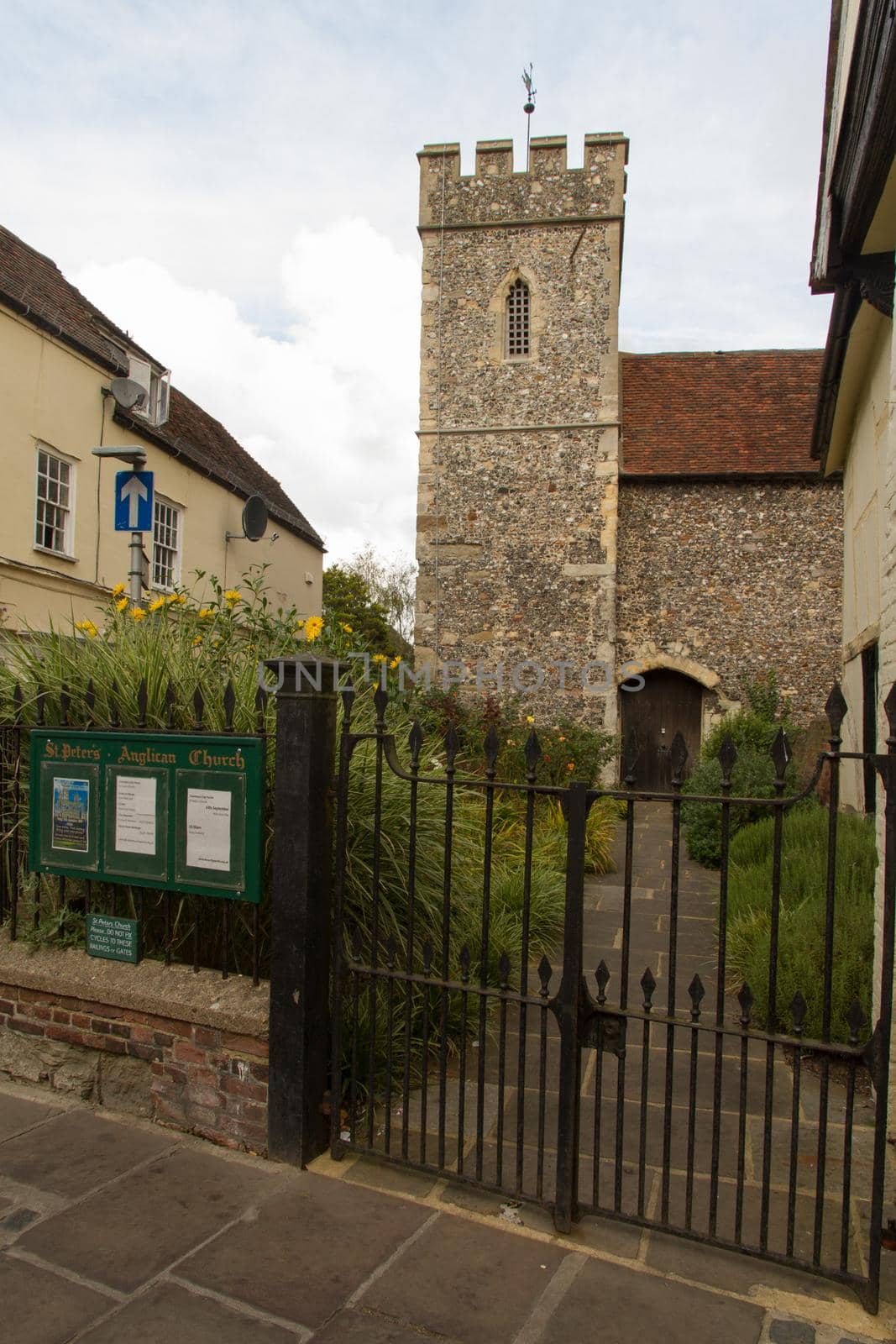 Tower and door of St Peter Church at Canterbury
