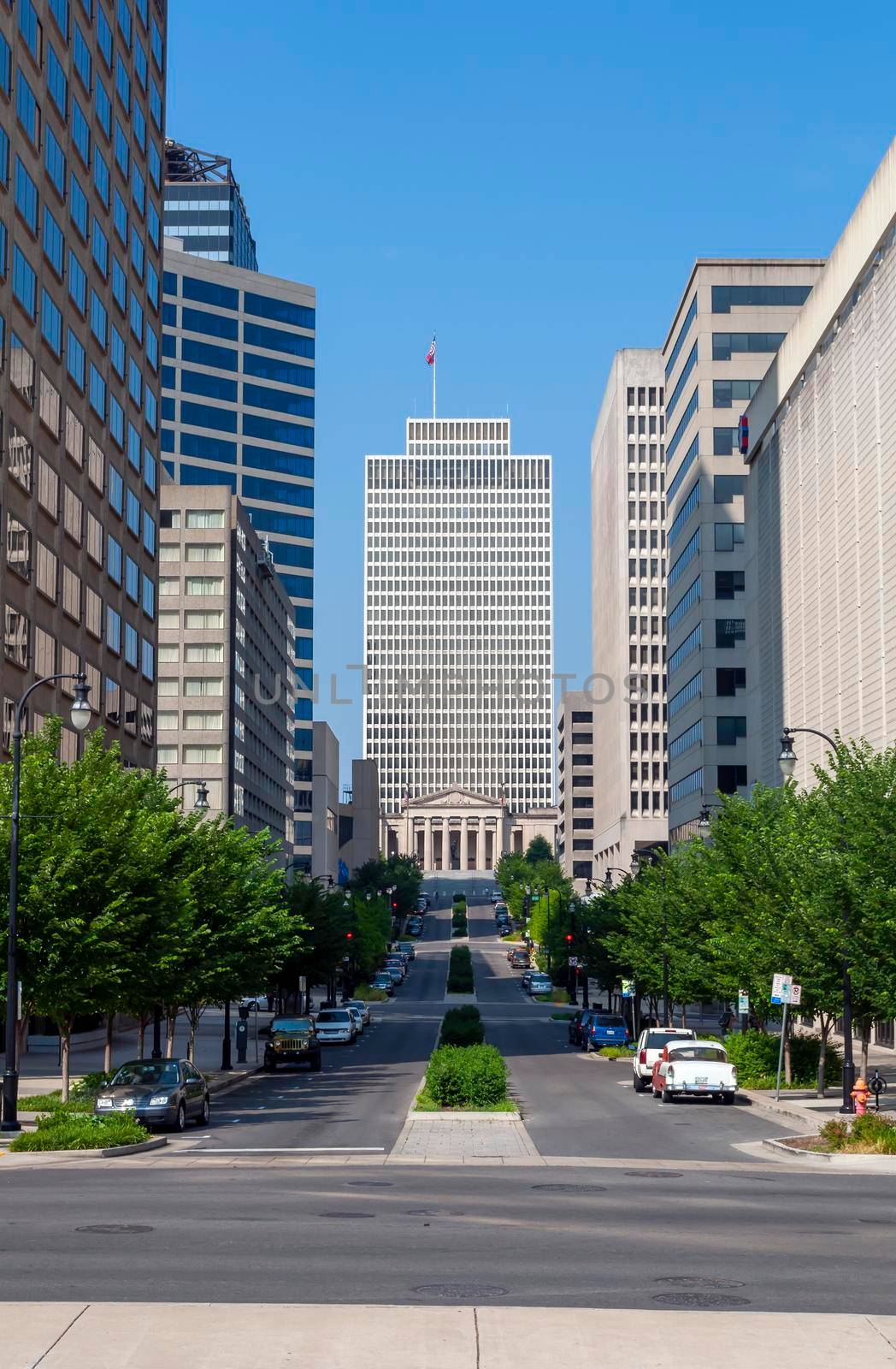 Buildings along Deaderick St in downtown Nashville, Tennessee, United States of America.