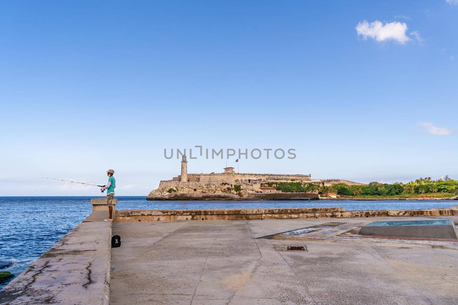 Havana Cuba. November 25, 2020: Photo of the entrance to the bay of Havana, the hill and part of the Malecon in Havana, famous places that are highly visited by tourists and nationals.