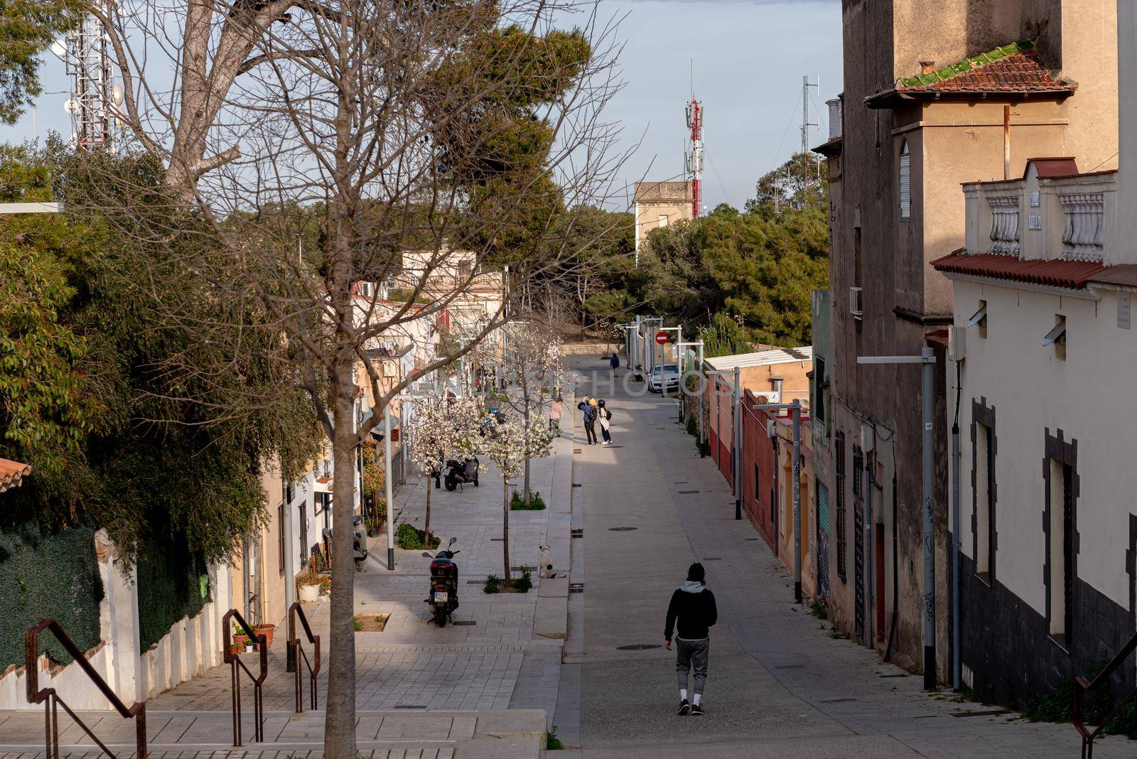 Barcelona, Spain: 2021 March 23: El Carmel bunkers neighborhood in Barcelona, Spain.