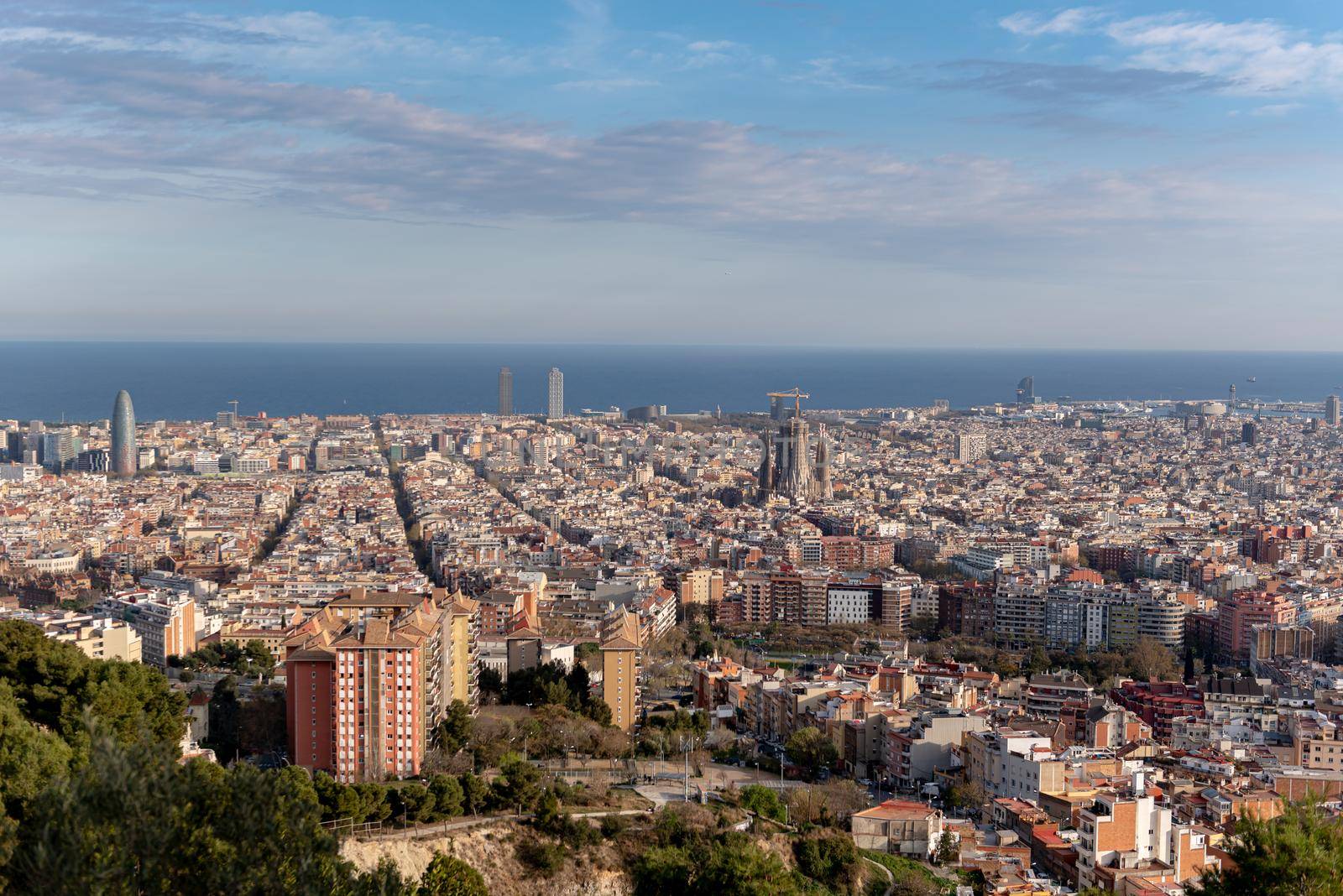 View from Mirador de los bunkers de El Carmel in Barcelona, Spain.