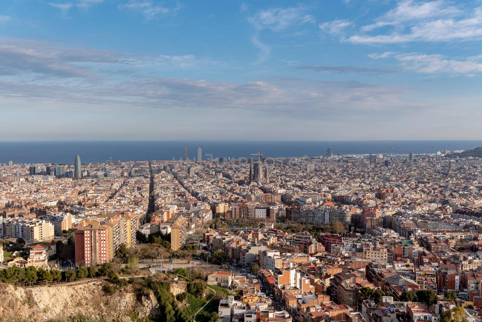View from Mirador de los bunkers de El Carmel in Barcelona, Spain.