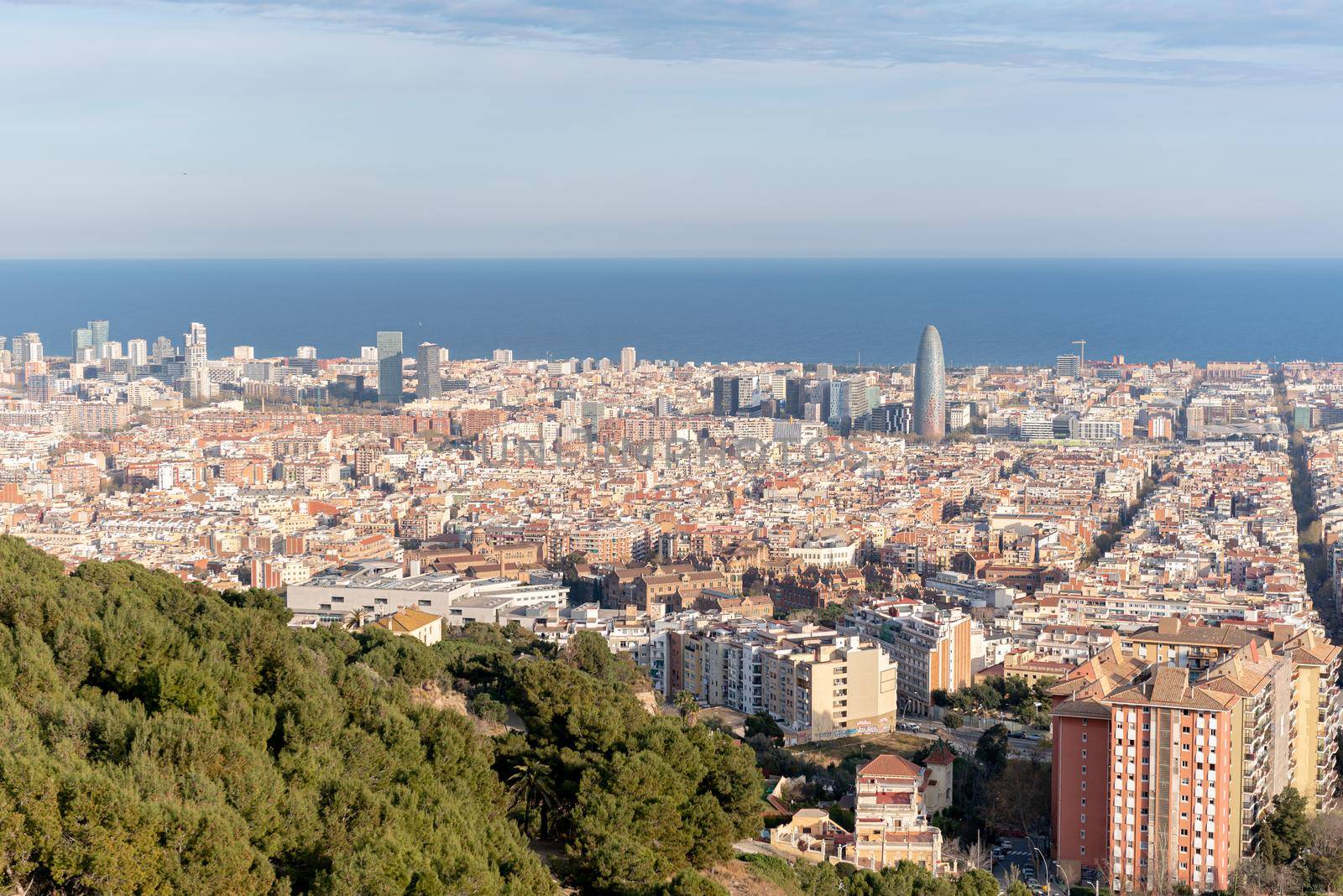 View from Mirador de los bunkers de El Carmel in Barcelona, Spain.